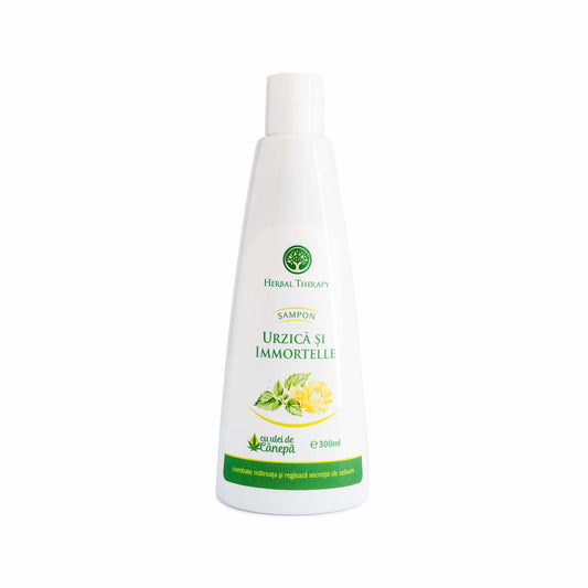 Șampon Păr Gras, Anti-mătreață - Extract de Urzică, Immortelle și Ulei de Cânepă, 300 ml