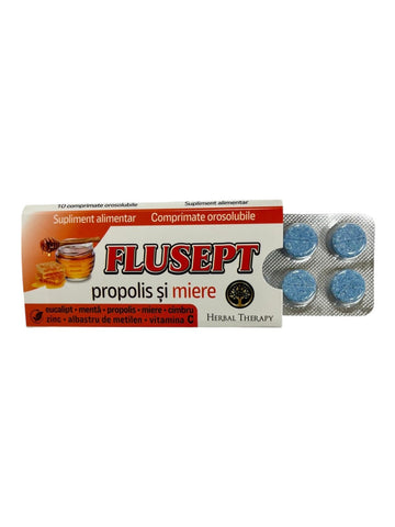 Flusept cu Propolis și Miere, 10 comprimate orosolubile