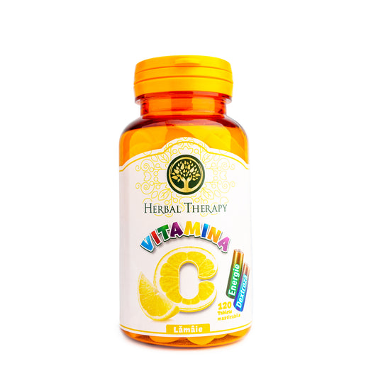 Vitamina C 100 mg cu Glucoză și Aromă de Lămâie, 120 comprimate masticabile