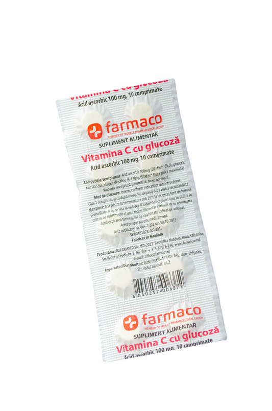 Vitamina C 100 mg cu glucoză N10 - comprimate masticabile