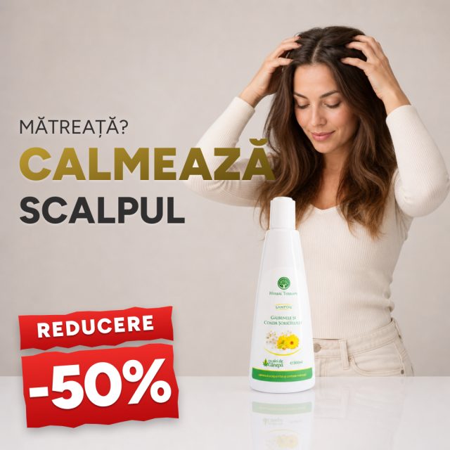Șampon cu extracte de Gălbenele și Coada Șoricelului + ulei de cânepă 300 ml - Promoție -50%