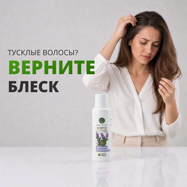 Шампунь с экстрактом шалфея, маслом эвкалипта и конопляным маслом 100 мл