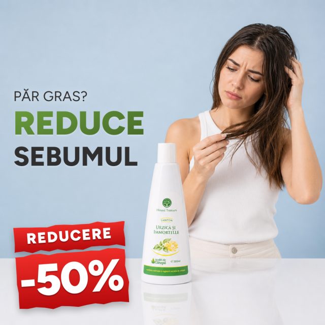 Șampon cu extracte de Urzică și Immortelle + ulei de cânepă 300 ml - Promoție -50%