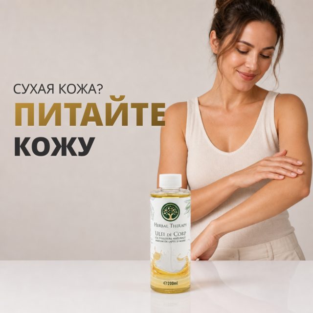 Масло для тела с 3 натуральными маслами, с ароматом молока и меда 200 мл