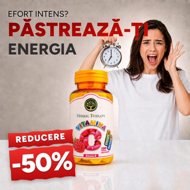 Vitamina C 100 mg cu glucoză și aromă de zmeură N120 - Promoție -50%
