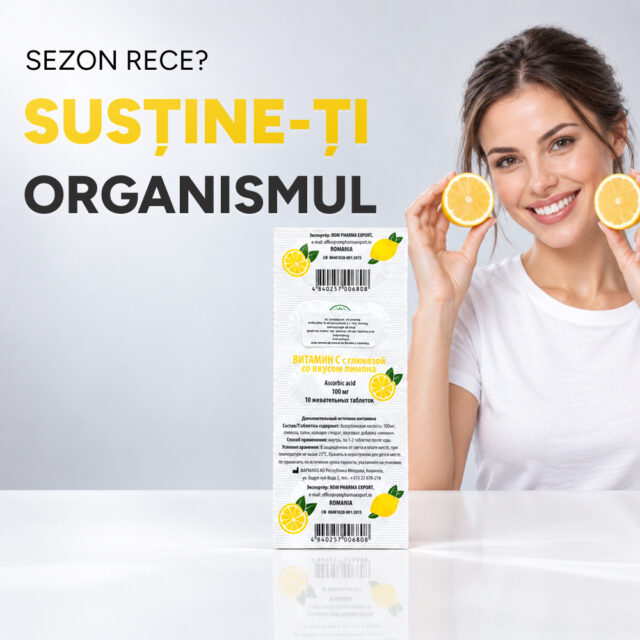 Vitamina C 100 mg cu glucoză și aromă de lămâie N10