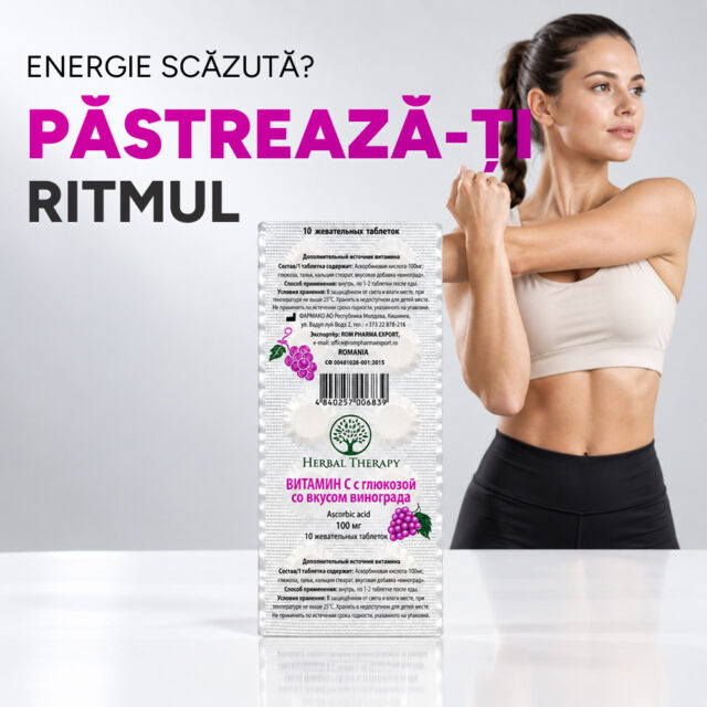Vitamina C 100 mg cu glucoză și aromă de struguri N10