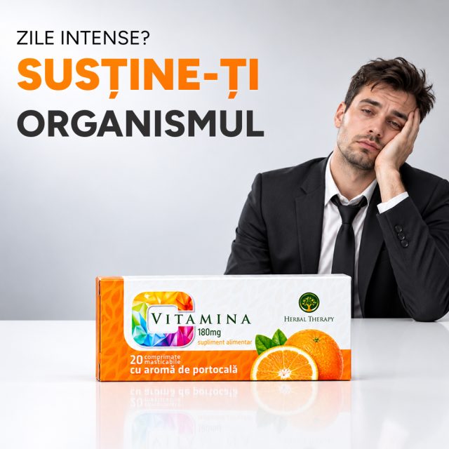 Vitamina C 180 mg cu glucoză și aromă de portocală N20